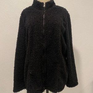 Bouclé black zip up jacket large
